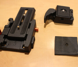 Quick release plates. plus a square of old rubber mat to act as a spacer. I found this was necessary to allow free movement of all components img 5188