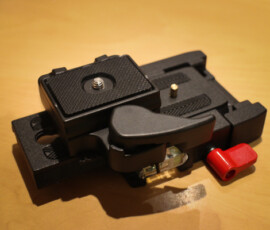 Assembled quick release plates. This allows the position of the camera to be moved forward or back to accommodate different lenses or bodies, while still being secure img 5189