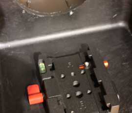 Quick release plate positioned in case and screw hole marked. img 5201